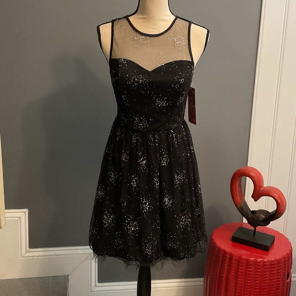 Emerald Sundae Black Dress with Glitter Accents